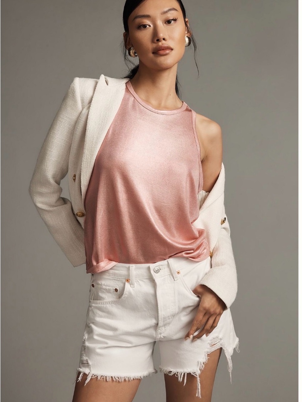Porridge Anthropologie Pink Shimmer Racerback Tank XS